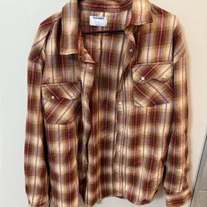 Old Navy Red and Brown Plaid Shirt